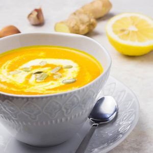 Pumpkin, ginger, turmeric soup